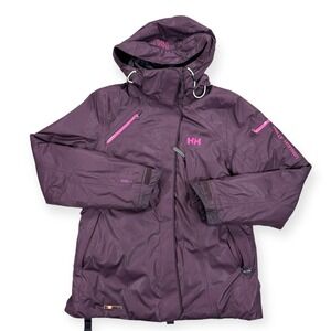Helly Hansen Snowboard Jacket Hooded Womens Medium Purple Full Zip Ski Snowboard